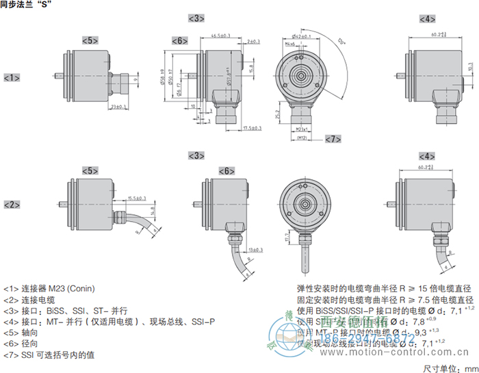 AC58-DeviceNet光電絕對值通用編碼器外形及安裝尺寸(同步法蘭S) - 西安德伍拓自動化傳動系統(tǒng)有限公司