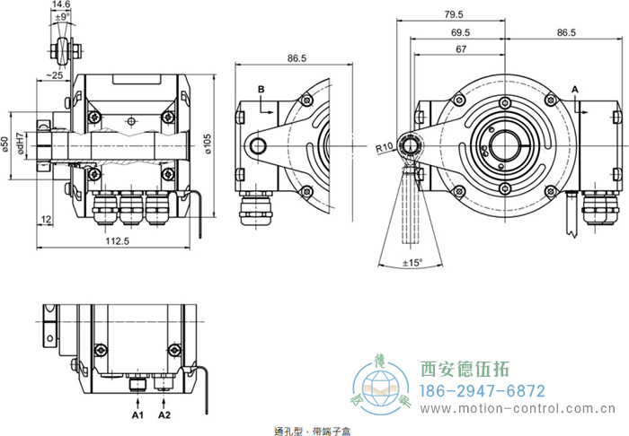 HMG10P-T - DeviceNet絕對(duì)值重載編碼器外形及安裝尺寸(通孔型) - 西安德伍拓自動(dòng)化傳動(dòng)系統(tǒng)有限公司