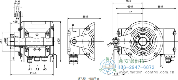 HMG10P-T - EtherNet/IP絕對(duì)值重載編碼器外形及安裝尺寸(通孔型) - 西安德伍拓自動(dòng)化傳動(dòng)系統(tǒng)有限公司