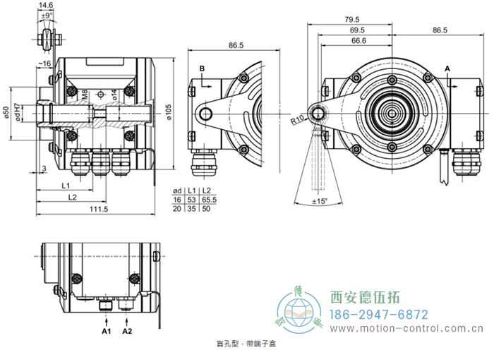 HMG10-B - CANopen®絕對(duì)值重載編碼器外形及安裝尺寸(盲孔型或錐孔型) - 西安德伍拓自動(dòng)化傳動(dòng)系統(tǒng)有限公司