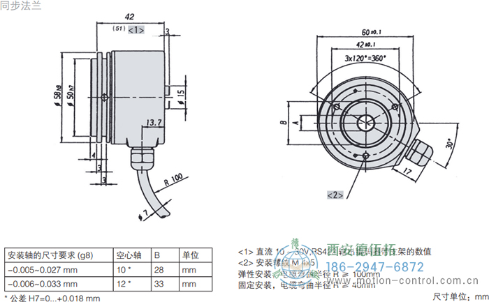 RI58-H空心軸光電增量通用編碼器外形及安裝尺寸 - 西安德伍拓自動(dòng)化傳動(dòng)系統(tǒng)有限公司